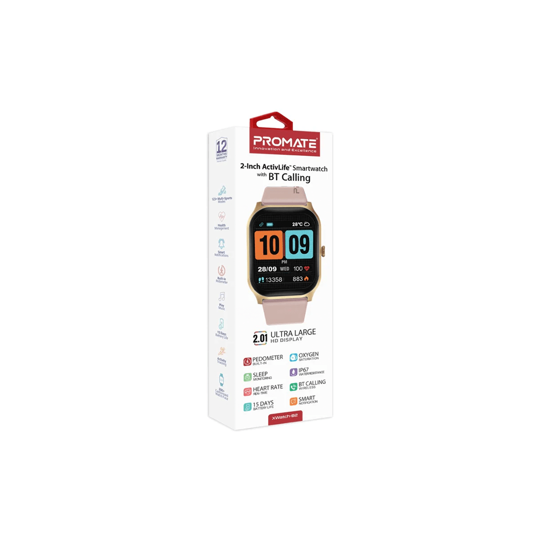 Promate XWatch-B2 2-Inch ActivLife™ SmartWatch with BT Calling - Gold in Qatar Promate XWatch-B2 2-Inch ActivLife™ SmartWatch with BT Calling - Gold in Qatar